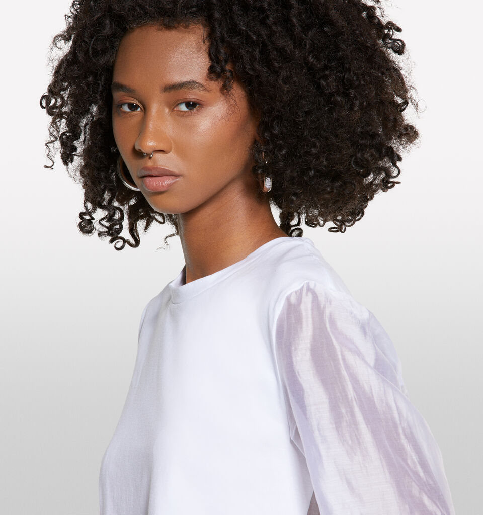 T-shirt blanc avec transparence - t-shirts à manches courtes pour femme - Blanc | Sisley image number 4